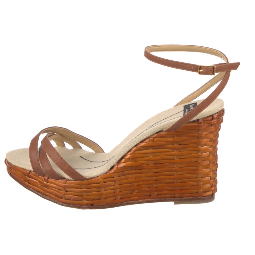 Kate Spade New York, Leather Slingback Bamboo Wedge Size 9